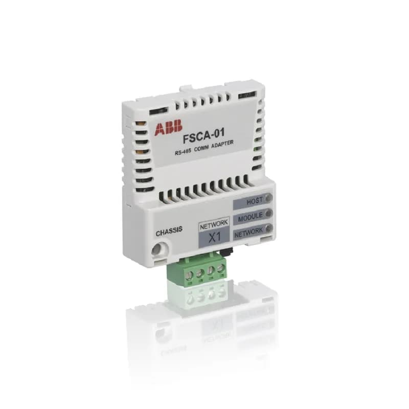 ABB - Low Voltage Drives FSCA-01 - The FSCA 01 RS-485 Adapter Module supports the Modbus/RTU network protocol. Modbus/RTU is a variant of the Modbus family of simple, vendor neutral communication protocols intended for supervision and control of automation equipment. The Modbus/RTU implementation in the FSCA 01 RS-485 Adapter Module is done according to Modbus Application Protocol Specification v1.1b
