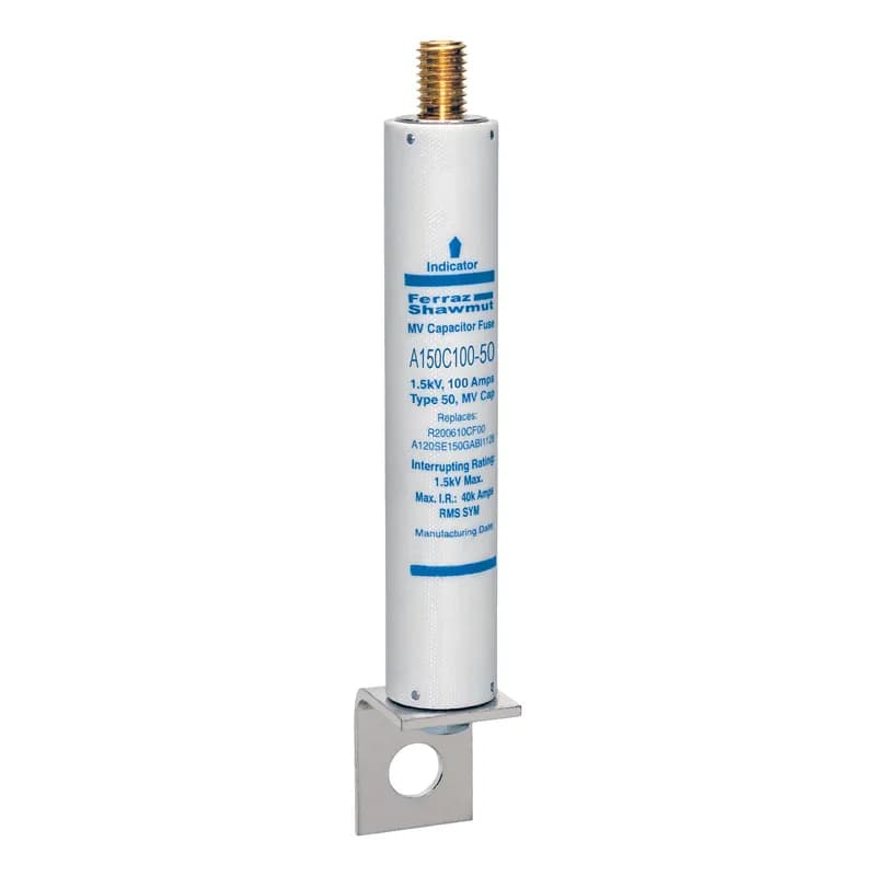 Medium Voltage Capacitor Fuse 1500VAC 100A Female Stud To L Bracket Visual Indicator Amp-Trap®