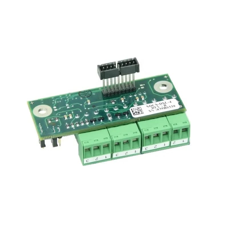The DSL-4 board provides a drive-to-drive communication dedicated to the DCS800, based on CAN bus. This communication adapter is also used in 12-pulse operation and communication/control of external field supplies. It is standard on D4+ and D5-D7.