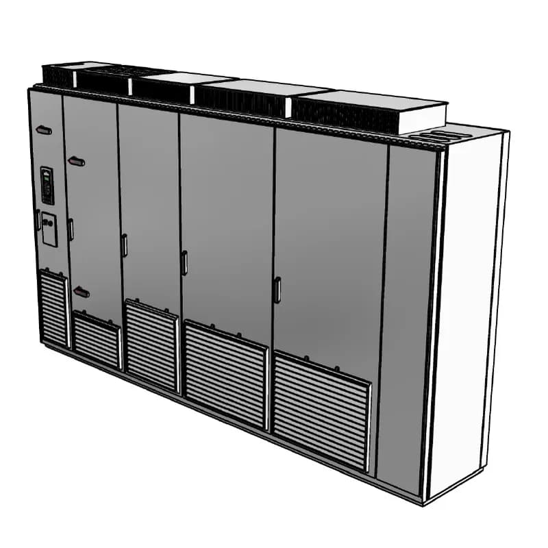 ABB - Low Voltage Drives ACS800-37-1330-5+C129+H359 - CABINET DRIVE ULTRA LOW HARMONIC, Product Family: ACS800, Horsepower: 1250 HP, Output Current: 1476 A, Voltage: 480 VAC, Voltage Range: 380-500V, NEMA 1 / UL Type 1 (IP21), Floor-mounted, Local or Remote Mounted LCD Display and Keypad, 1330 KVA, 3-Phase Input, 3-Phase Output, Frame: 3xR8i, Product HxWxD: 91.1 in x 139 in x 25.4 in, Product Weight: 6746 lbs