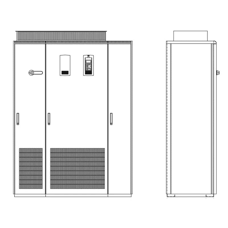 ABB - Low Voltage Drives ACS800-37-0510-5+C129+E202+H359 - CABINET DRIVE ULTRA LOW HARMONIC, Product Family: ACS800, Horsepower: 450 HP, Output Current: 571 A, Voltage: 480 VAC, Voltage Range: 380-500V, NEMA 1 / UL Type 1 (IP21), Floor-mounted, Local or Remote Mounted LCD Display and Keypad, EMC/RFI Filter (1st Envir), 0510 KVA, 3-Phase Input, 3-Phase Output, Frame: R8i, Product HxWxD: 91.1 in x 48.4 in x 25.4 in, Product Weight: 2090 lbs