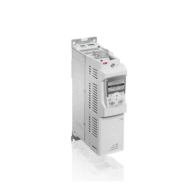 MACHINERY DRIVE, Product Family: ACS850, Horsepower: 5 HP, Output Current: 7.6 A, Voltage: 480 VAC, Voltage Range: 380-500V, UL TYPE OPEN (IP20), Mounting: Cabinet-mounted (Side-by-Side or DIN Rail), Control Unit Cover with Drive Mount Control Panel, 3-Phase Input, 3-Phase Output, Frame: A, Product HxWxD: 14.3 in x 3.7 in x 8.7 in, Product Weight: 7 lbs