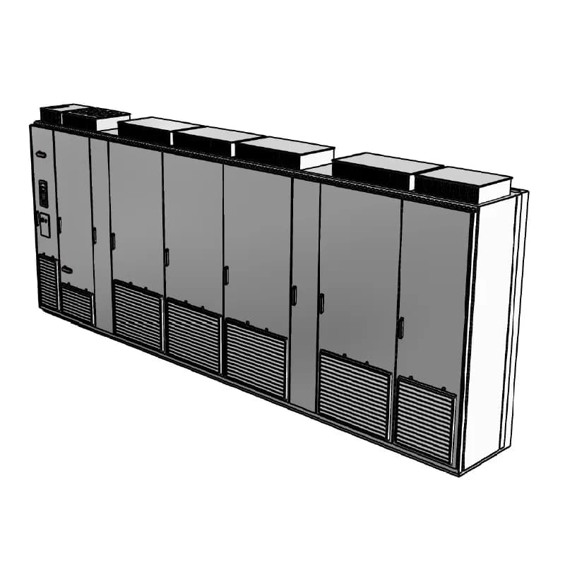 CABINET DRIVE ULTRA LOW HARMONIC, Product Family: ACS800, Horsepower: 2450 HP, Output Current: 2228 A, Voltage: 575 VAC, Voltage Range: 525-690V, NEMA 1 / UL Type 1 (IP21), Floor-mounted, Local or Remote Mounted LCD Display and Keypad, 3-Phase Input, 3-Phase Output, Frame: 5xR8i, Product HxWxD: 91.1 in x 225.6 in x 25.4 in, Product Weight: 10538 lbs