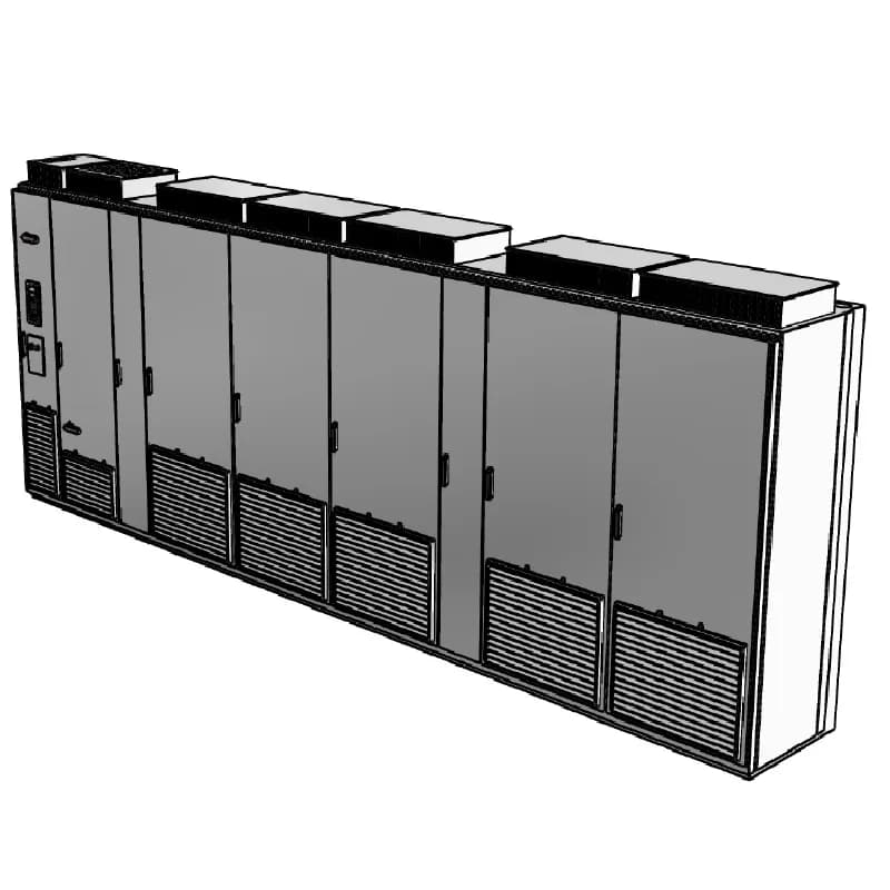 ABB - Low Voltage Drives ACS800-37-3310-7+C129+H359 - CABINET DRIVE ULTRA LOW HARMONIC, Product Family: ACS800, Horsepower: 2800 HP, Output Current: 2559 A, Voltage: 575 VAC, Voltage Range: 525-690V, NEMA 1 / UL Type 1 (IP21), Floor-mounted, Local or Remote Mounted LCD Display and Keypad, 3-Phase Input, 3-Phase Output, Frame: 6xR8i, Product HxWxD: 91.1 in x 243.4 in x 25.4 in, Product Weight: 10869 lbs