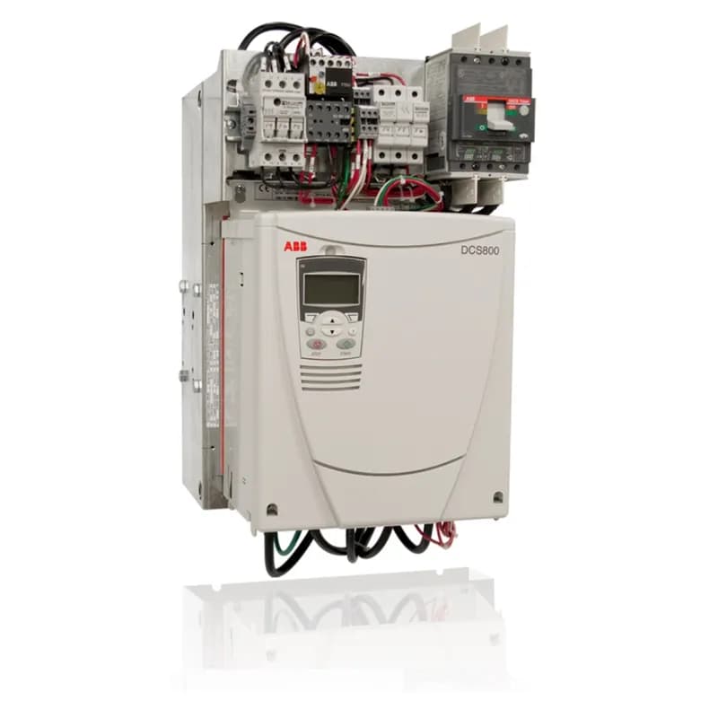 ABB - Low Voltage Drives DCS800-EP2-0140-05+E213+F278+M601 - PANEL DRIVE 4-QUADRANT (REVERSING), Product Family: DCS800, Horsepower: 60 HP, Output Current: 104 A, Voltage: 460 VAC /500 VDC, UL TYPE OPEN (IP00), Mounting: Cabinet-mount, Circuit Breaker, Internal Line Reactor, Starter for Auxiliary Motor Cooling Fan 1.6 to 2.5A, 3-Phase Input, Frame: A-D1, Product HxWxD: 18.79 in x 12.15 in x 14.4 in, Product Weight: 88 lbs
