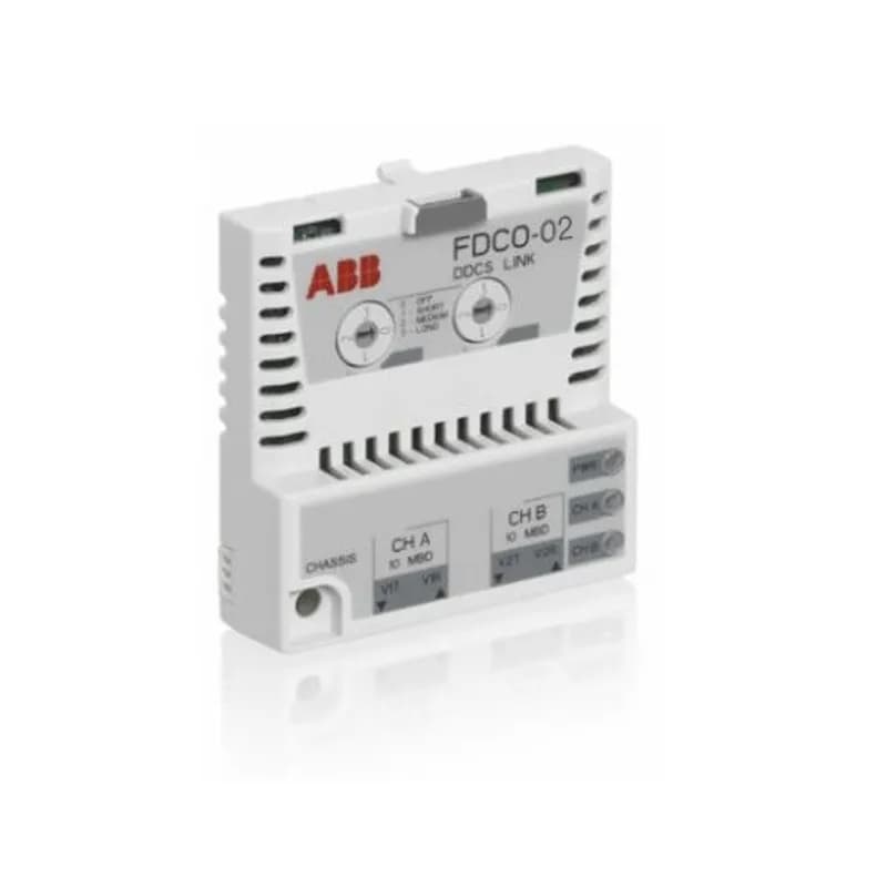 The FDCO 02 module includes the connectors for fiber optic DDCS channels CH0 and CH1. The usage of these channels is determined by the application but are normally assigned to the following: CH0 - overriding system (e.g. AC80) - 5 MBd, CH1 - master/follower link - 10 MBd.