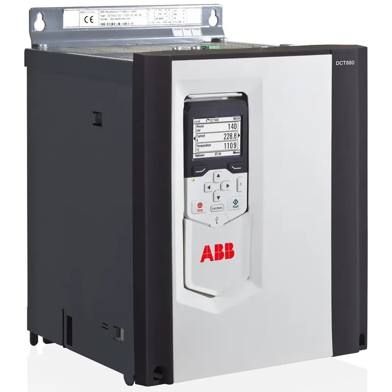 DCT880 DC Drive, 3-480 VAC, 500 VDC In, 173 kW, 200A, Type OPEN, 1.1 overload, Assistant Standard, HxWxD 14.57x10.63x10.63 in, Wall, Internal UP Fuses (built-in) each leg