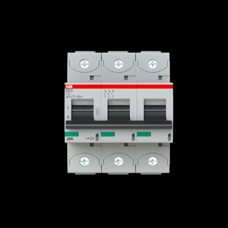The S803S-C32 is a 3-pole High Performance Circuit breaker with C-characteristic, with cage terminal and a rated current of 32 A. It is a current limiting device with a maximum breaking capacity of 50kA at 240/415V. It can be used for voltages up to 400/690V and in DC as well. It has two different tripping mechanisms, the thermal tripping mechanism for overload protection and the electromechanic tripping mechanism for short circuit protection. The S803S-C32 complies with IEC/EN 60898-1 and IEC/EN 60947-2 and allows the use for residential, commercial and industrial applications. It has numerous of approvals, therefore it can be used worldwide. The extensive range of accessory makes the use of S803S-C32 more comfortable. Due to the fast arc extinction of S803S-C32 your application will be secured.