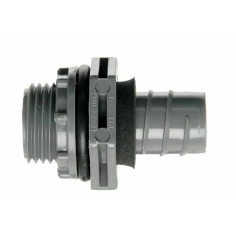 1/2 Inch, Straight, One-Piece Liquidtight Non-Metallic Fitting, CSA, UL E32447, Temperatures up to 60 Degrees C, PVC, Grey